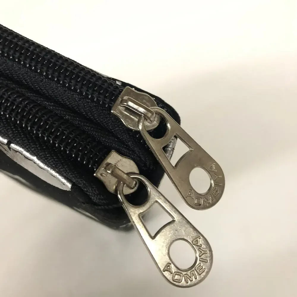 Black And White Skull Long Thick Bifold Wallet, 8x4x1.5”, 2 Compartment Dual Zip